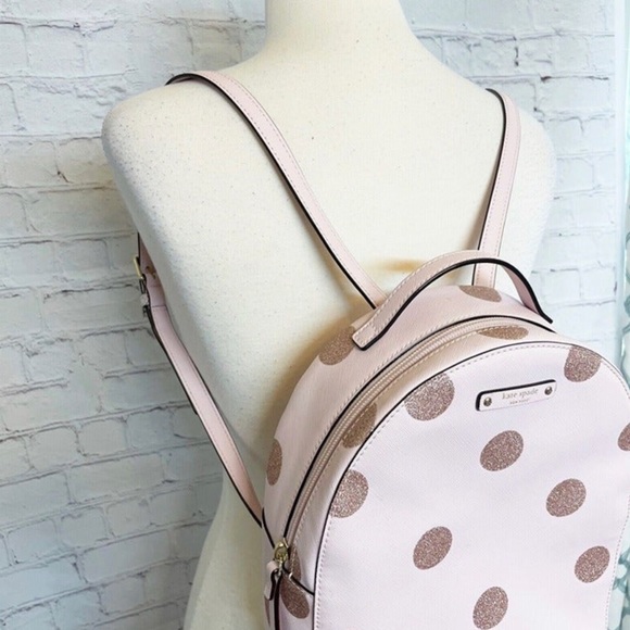 Kate Spade Haven Lane Sammi Backpack WKRU4790 Pink Glitter Dot Coated Canvas - Picture 3 of 10